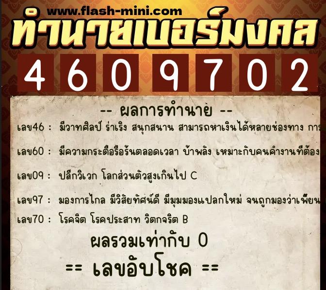 ทำนายเบอร์มงคล 0XX-4609702 ทำนายเบอร์มงคล หมายเลข 096-460970 ทำนายเบอร์มงคล 0XX-4609702 ทำนายเบอร์มงคล หมายเลข 096-460970