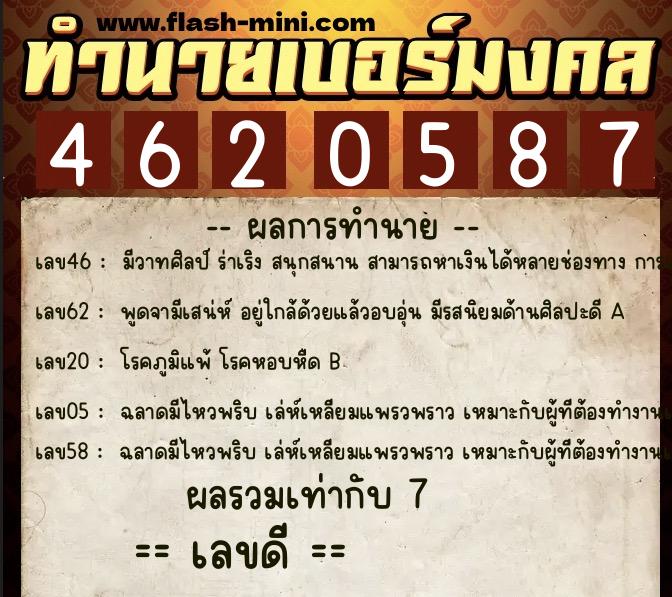ทำนายเบอร์มงคล 0XX-4620587 ทำนายเบอร์มงคล หมายเลข 060-462058 ทำนายเบอร์มงคล 0XX-4620587 ทำนายเบอร์มงคล หมายเลข 060-462058