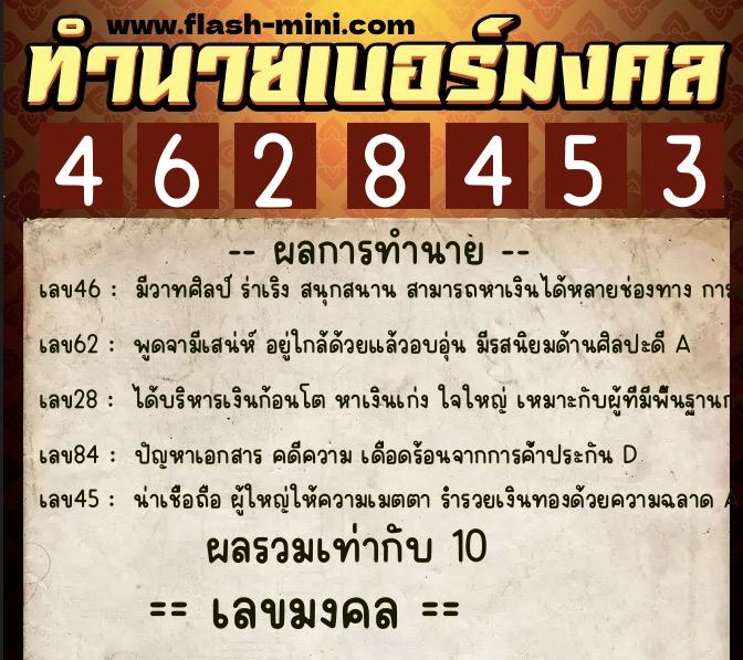 ทำนายเบอร์มงคล 0XX-4628453 ทำนายเบอร์มงคล หมายเลข 091-462845 ทำนายเบอร์มงคล 0XX-4628453 ทำนายเบอร์มงคล หมายเลข 091-462845