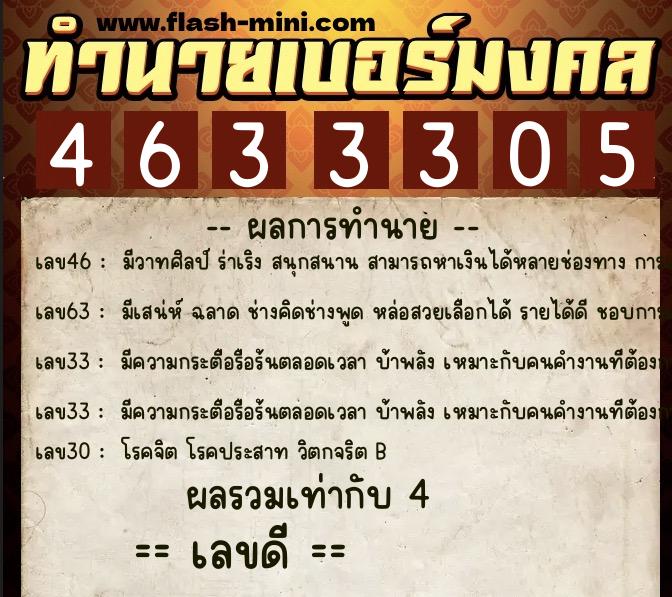 ทำนายเบอร์มงคล 0XX-4633305 ทำนายเบอร์มงคล หมายเลข 082-463330 ทำนายเบอร์มงคล 0XX-4633305 ทำนายเบอร์มงคล หมายเลข 082-463330