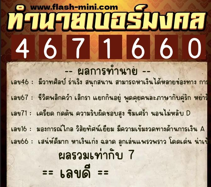 ทำนายเบอร์มงคล 0XX-4671660 ทำนายเบอร์มงคล หมายเลข 060-467166 ทำนายเบอร์มงคล 0XX-4671660 ทำนายเบอร์มงคล หมายเลข 060-467166