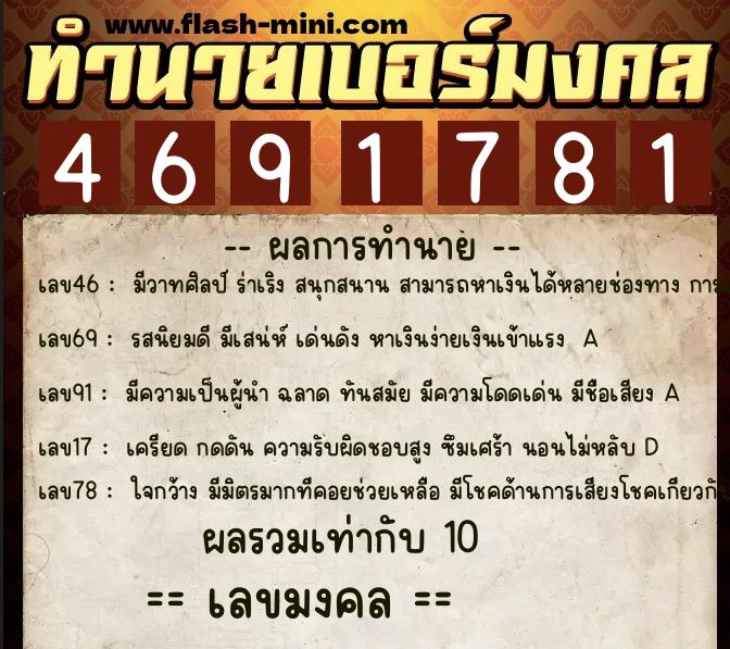 ทำนายเบอร์มงคล 0XX-4691781 ทำนายเบอร์มงคล หมายเลข 095-469178 ทำนายเบอร์มงคล 0XX-4691781 ทำนายเบอร์มงคล หมายเลข 095-469178