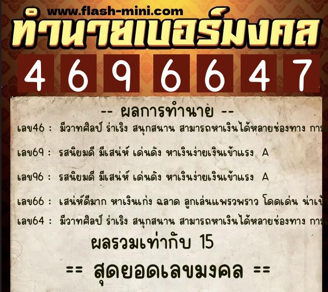 ทำนายเบอร์มงคล 0XX-4696647 ทำนายเบอร์มงคล หมายเลข 080-469664 ทำนายเบอร์มงคล 0XX-4696647 ทำนายเบอร์มงคล หมายเลข 080-469664