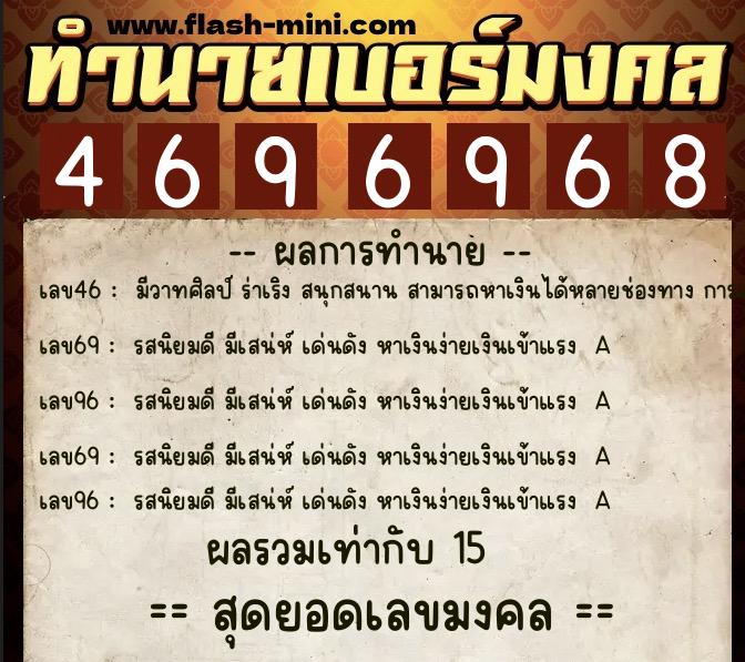 ทำนายเบอร์มงคล 0XX-4696968 ทำนายเบอร์มงคล หมายเลข 067-469696 ทำนายเบอร์มงคล 0XX-4696968 ทำนายเบอร์มงคล หมายเลข 067-469696