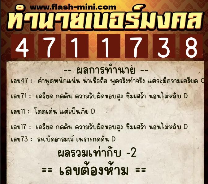 ทำนายเบอร์มงคล 0XX-4711738 ทำนายเบอร์มงคล หมายเลข 088-471173 ทำนายเบอร์มงคล 0XX-4711738 ทำนายเบอร์มงคล หมายเลข 088-471173