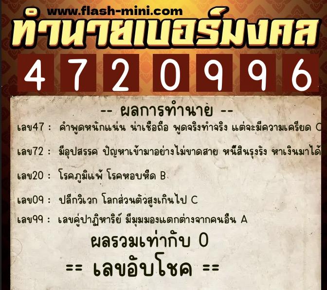 ทำนายเบอร์มงคล 0XX-4720996 ทำนายเบอร์มงคล หมายเลข 099-472099 ทำนายเบอร์มงคล 0XX-4720996 ทำนายเบอร์มงคล หมายเลข 099-472099