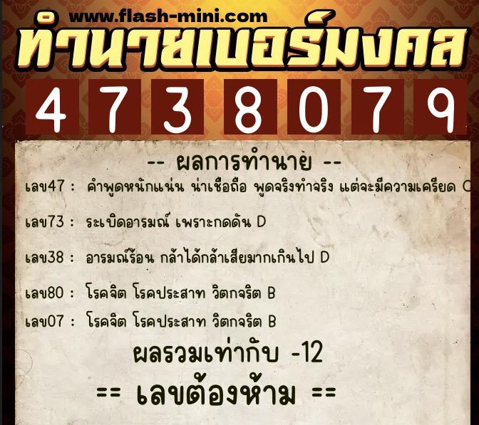 ทำนายเบอร์มงคล 0XX-4738079 ทำนายเบอร์มงคล หมายเลข 094-473807 ทำนายเบอร์มงคล 0XX-4738079 ทำนายเบอร์มงคล หมายเลข 094-473807