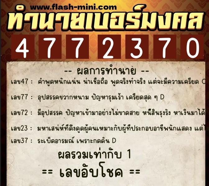 ทำนายเบอร์มงคล 0XX-4772370 ทำนายเบอร์มงคล หมายเลข 067-477237 ทำนายเบอร์มงคล 0XX-4772370 ทำนายเบอร์มงคล หมายเลข 067-477237
