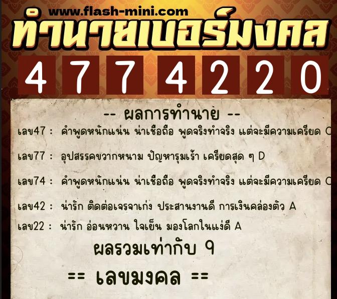 ทำนายเบอร์มงคล 0XX-4774220 ทำนายเบอร์มงคล หมายเลข 088-477422 ทำนายเบอร์มงคล 0XX-4774220 ทำนายเบอร์มงคล หมายเลข 088-477422