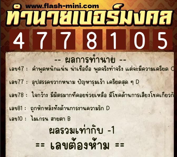 ทำนายเบอร์มงคล 0XX-4778105 ทำนายเบอร์มงคล หมายเลข 094-477810 ทำนายเบอร์มงคล 0XX-4778105 ทำนายเบอร์มงคล หมายเลข 094-477810