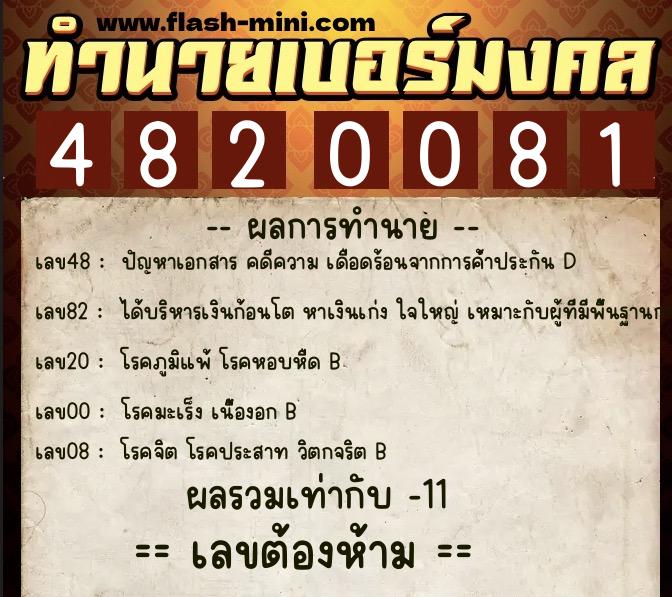 ทำนายเบอร์มงคล 0XX-4820081 ทำนายเบอร์มงคล หมายเลข 064-482008 ทำนายเบอร์มงคล 0XX-4820081 ทำนายเบอร์มงคล หมายเลข 064-482008
