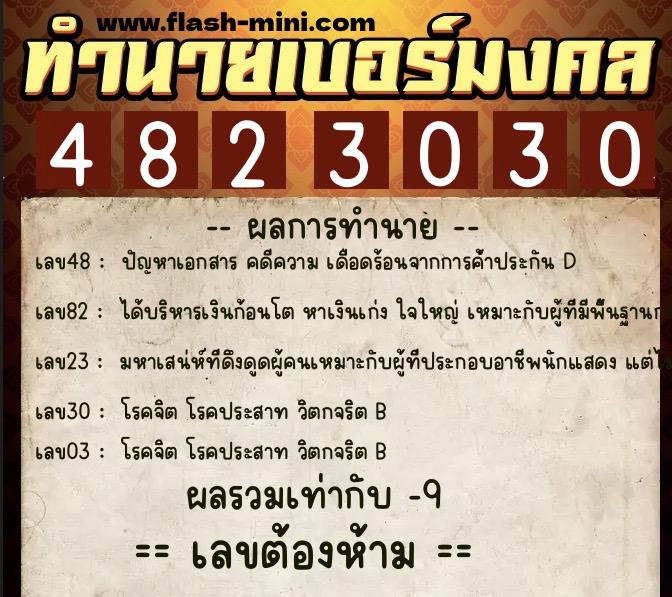 ทำนายเบอร์มงคล 0XX-4823030 ทำนายเบอร์มงคล หมายเลข 082-482303 ทำนายเบอร์มงคล 0XX-4823030 ทำนายเบอร์มงคล หมายเลข 082-482303