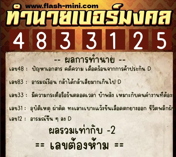 ทำนายเบอร์มงคล 0XX-4833125 ทำนายเบอร์มงคล หมายเลข 086-483312 ทำนายเบอร์มงคล 0XX-4833125 ทำนายเบอร์มงคล หมายเลข 086-483312