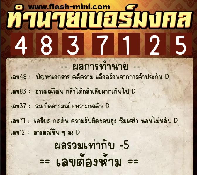 ทำนายเบอร์มงคล 0XX-4837125 ทำนายเบอร์มงคล หมายเลข 098-483712 ทำนายเบอร์มงคล 0XX-4837125 ทำนายเบอร์มงคล หมายเลข 098-483712