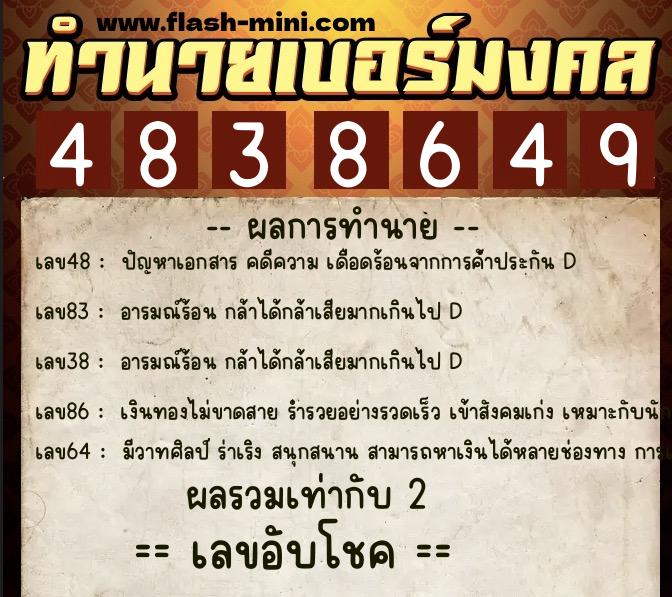 ทำนายเบอร์มงคล 0XX-4838649 ทำนายเบอร์มงคล หมายเลข 083-483864 ทำนายเบอร์มงคล 0XX-4838649 ทำนายเบอร์มงคล หมายเลข 083-483864