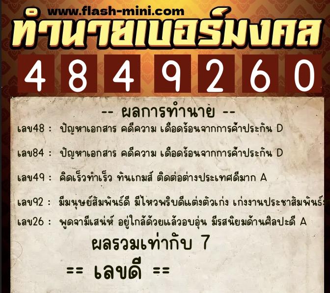 ทำนายเบอร์มงคล 0XX-4849260 ทำนายเบอร์มงคล หมายเลข 080-484926 ทำนายเบอร์มงคล 0XX-4849260 ทำนายเบอร์มงคล หมายเลข 080-484926