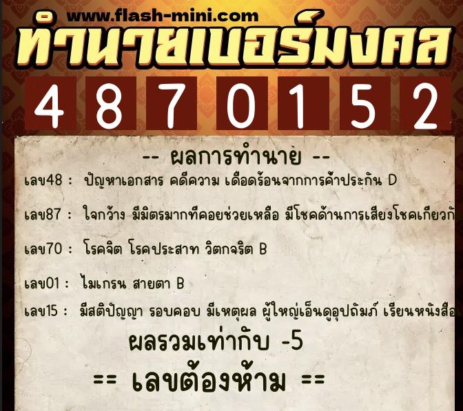ทำนายเบอร์มงคล 0XX-4870152 ทำนายเบอร์มงคล หมายเลข 094-487015 ทำนายเบอร์มงคล 0XX-4870152 ทำนายเบอร์มงคล หมายเลข 094-487015