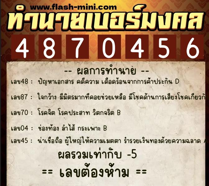 ทำนายเบอร์มงคล 0XX-4870456 ทำนายเบอร์มงคล หมายเลข 063-487045 ทำนายเบอร์มงคล 0XX-4870456 ทำนายเบอร์มงคล หมายเลข 063-487045