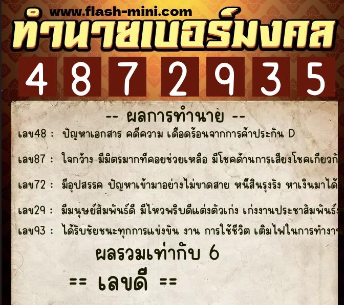 ทำนายเบอร์มงคล 0XX-4872935 ทำนายเบอร์มงคล หมายเลข 067-487293 ทำนายเบอร์มงคล 0XX-4872935 ทำนายเบอร์มงคล หมายเลข 067-487293