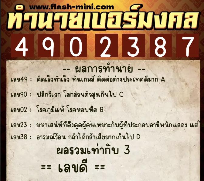 ทำนายเบอร์มงคล 0XX-4902387 ทำนายเบอร์มงคล หมายเลข 080-490238 ทำนายเบอร์มงคล 0XX-4902387 ทำนายเบอร์มงคล หมายเลข 080-490238