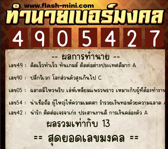 ทำนายเบอร์มงคล 0XX-4905427 ทำนายเบอร์มงคล หมายเลข 066-490542 ทำนายเบอร์มงคล 0XX-4905427 ทำนายเบอร์มงคล หมายเลข 066-490542