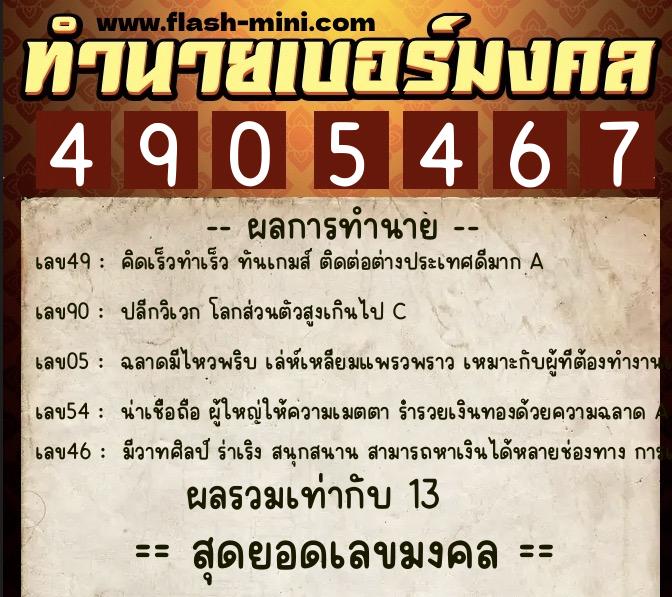 ทำนายเบอร์มงคล 0XX-4905467 ทำนายเบอร์มงคล หมายเลข 088-490546 ทำนายเบอร์มงคล 0XX-4905467 ทำนายเบอร์มงคล หมายเลข 088-490546