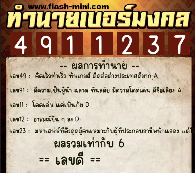 ทำนายเบอร์มงคล 0XX-4911237 ทำนายเบอร์มงคล หมายเลข 069-491123 ทำนายเบอร์มงคล 0XX-4911237 ทำนายเบอร์มงคล หมายเลข 069-491123