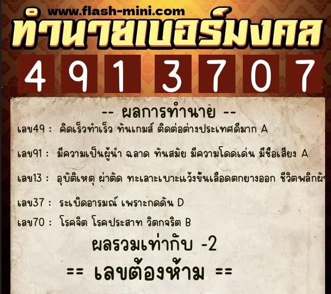 ทำนายเบอร์มงคล 0XX-4913707 ทำนายเบอร์มงคล หมายเลข 068-491370 ทำนายเบอร์มงคล 0XX-4913707 ทำนายเบอร์มงคล หมายเลข 068-491370