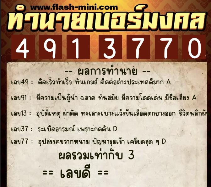 ทำนายเบอร์มงคล 0XX-4913770 ทำนายเบอร์มงคล หมายเลข 083-491377 ทำนายเบอร์มงคล 0XX-4913770 ทำนายเบอร์มงคล หมายเลข 083-491377