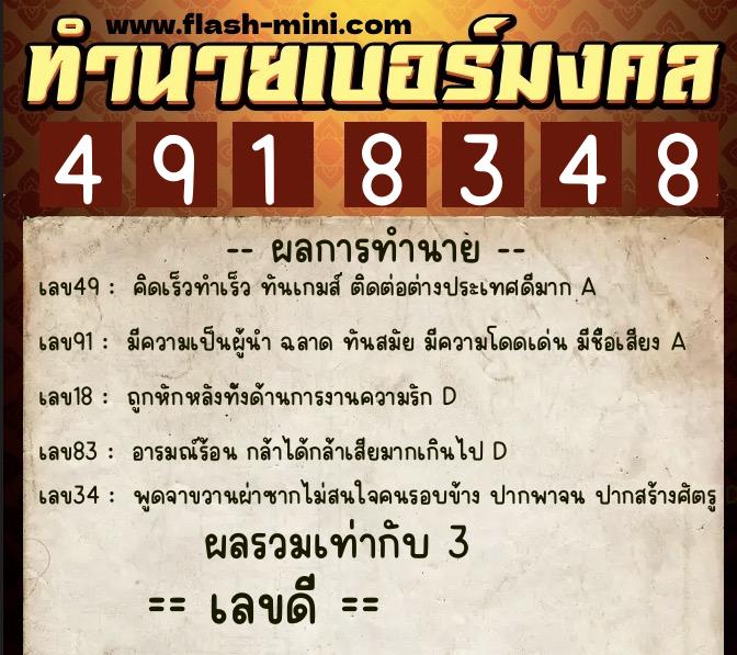 ทำนายเบอร์มงคล 0XX-4918348  ทำนายเบอร์มงคล หมายเลข 060-491834  ทำนายเบอร์มงคล 0XX-4918348  ทำนายเบอร์มงคล หมายเลข 060-491834
