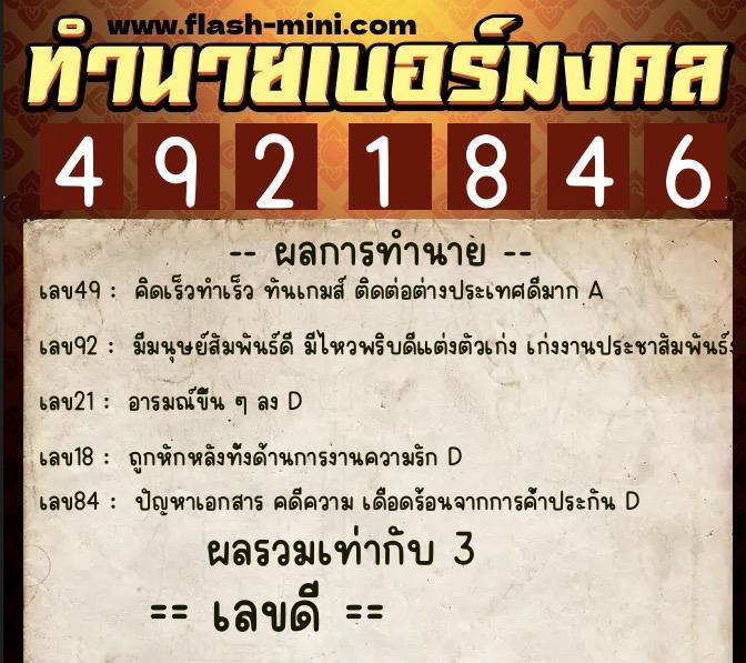 ทำนายเบอร์มงคล 0XX-4921846 ทำนายเบอร์มงคล หมายเลข 087-492184 ทำนายเบอร์มงคล 0XX-4921846 ทำนายเบอร์มงคล หมายเลข 087-492184