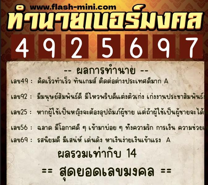 ทำนายเบอร์มงคล 0XX-4925697 ทำนายเบอร์มงคล หมายเลข 069-492569 ทำนายเบอร์มงคล 0XX-4925697 ทำนายเบอร์มงคล หมายเลข 069-492569