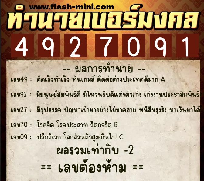 ทำนายเบอร์มงคล 0XX-4927091 ทำนายเบอร์มงคล หมายเลข 063-492709 ทำนายเบอร์มงคล 0XX-4927091 ทำนายเบอร์มงคล หมายเลข 063-492709