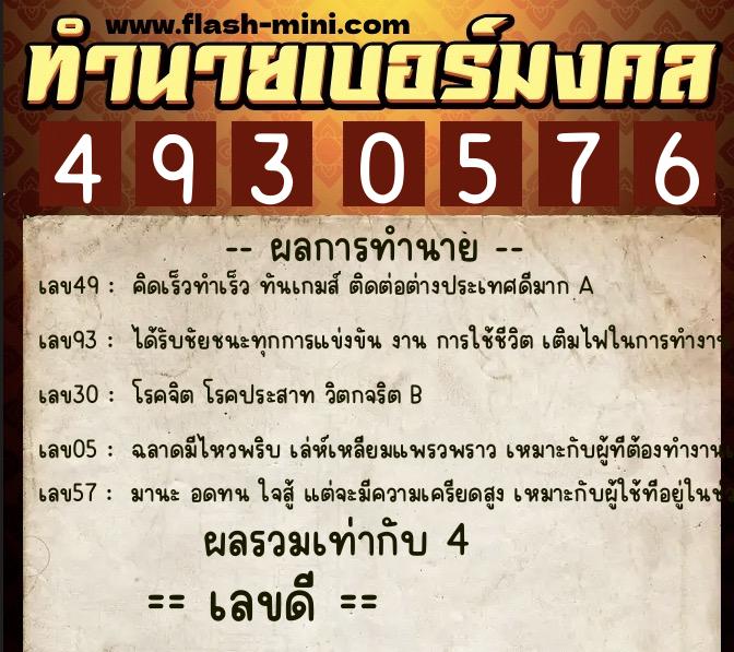 ทำนายเบอร์มงคล 0XX-4930576 ทำนายเบอร์มงคล หมายเลข 066-493057 ทำนายเบอร์มงคล 0XX-4930576 ทำนายเบอร์มงคล หมายเลข 066-493057