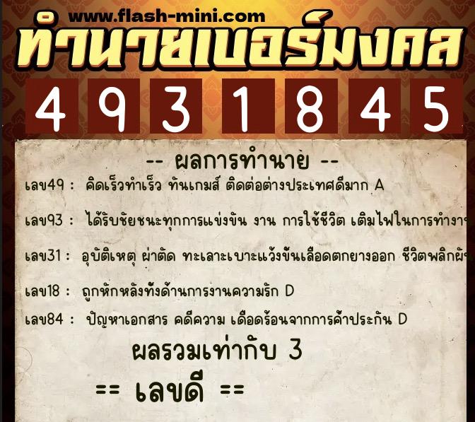 ทำนายเบอร์มงคล 0XX-4931845 ทำนายเบอร์มงคล หมายเลข 087-493184 ทำนายเบอร์มงคล 0XX-4931845 ทำนายเบอร์มงคล หมายเลข 087-493184