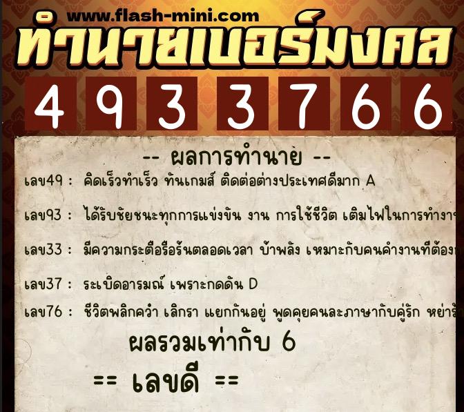 ทำนายเบอร์มงคล 0XX-4933766 ทำนายเบอร์มงคล หมายเลข 066-493376 ทำนายเบอร์มงคล 0XX-4933766 ทำนายเบอร์มงคล หมายเลข 066-493376