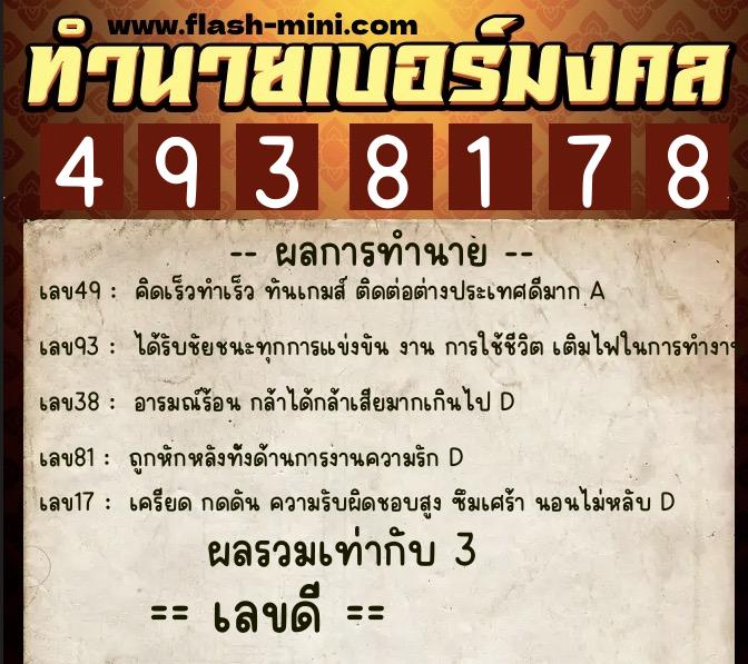 ทำนายเบอร์มงคล 0XX-4938178 ทำนายเบอร์มงคล หมายเลข 069-493817 ทำนายเบอร์มงคล 0XX-4938178 ทำนายเบอร์มงคล หมายเลข 069-493817