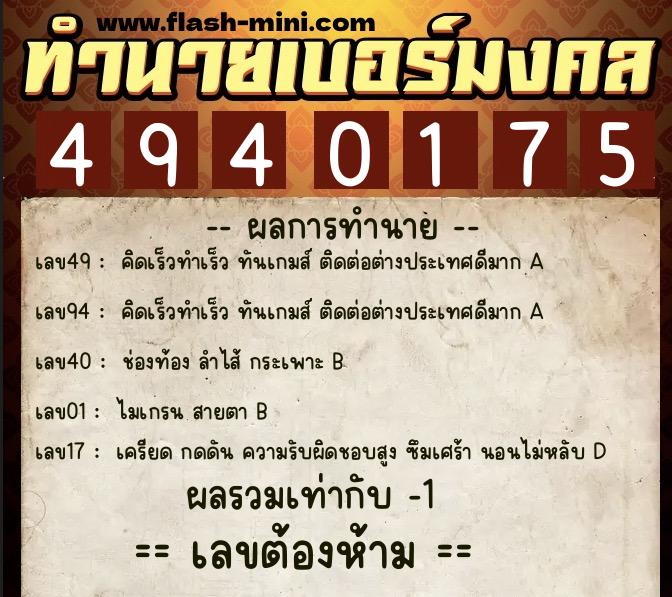 ทำนายเบอร์มงคล 0XX-4940175 ทำนายเบอร์มงคล หมายเลข 095-494017 ทำนายเบอร์มงคล 0XX-4940175 ทำนายเบอร์มงคล หมายเลข 095-494017