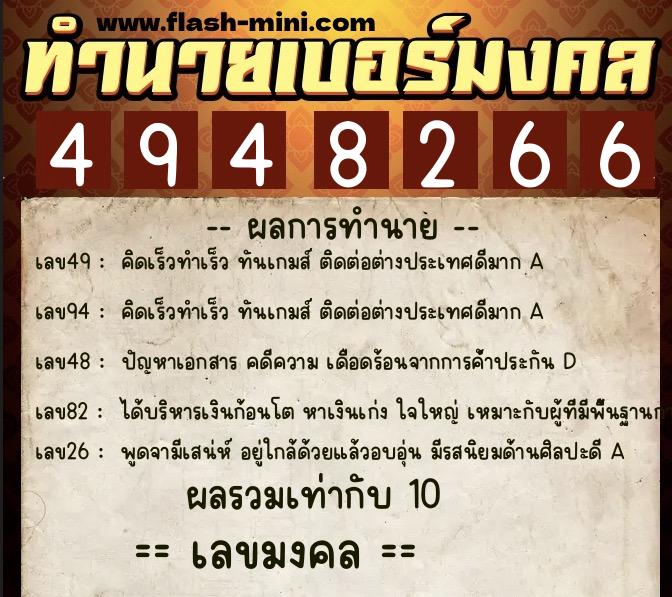 ทำนายเบอร์มงคล 0XX-4948266 ทำนายเบอร์มงคล หมายเลข 068-494826 ทำนายเบอร์มงคล 0XX-4948266 ทำนายเบอร์มงคล หมายเลข 068-494826