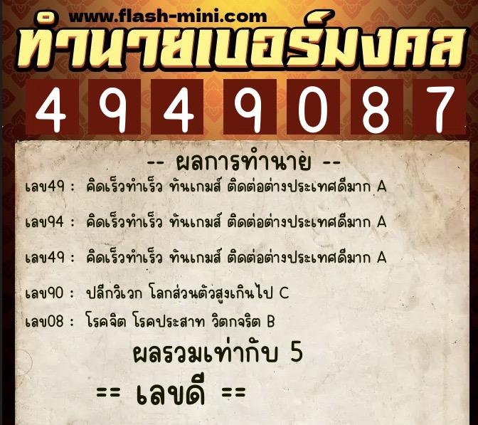 ทำนายเบอร์มงคล 0XX-4949087 ทำนายเบอร์มงคล หมายเลข 094-494908 ทำนายเบอร์มงคล 0XX-4949087 ทำนายเบอร์มงคล หมายเลข 094-494908