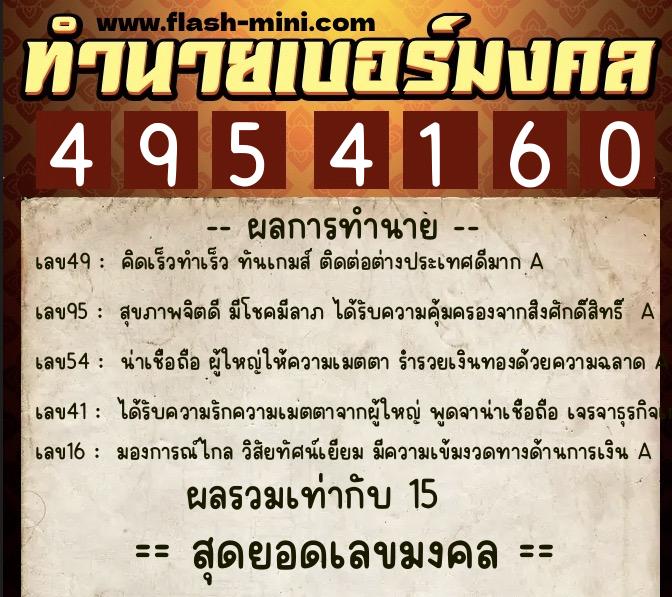 ทำนายเบอร์มงคล 0XX-4954160 ทำนายเบอร์มงคล หมายเลข 086-495416 ทำนายเบอร์มงคล 0XX-4954160 ทำนายเบอร์มงคล หมายเลข 086-495416