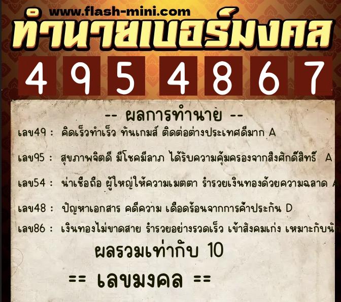 ทำนายเบอร์มงคล 0XX-4954867 ทำนายเบอร์มงคล หมายเลข 069-495486 ทำนายเบอร์มงคล 0XX-4954867 ทำนายเบอร์มงคล หมายเลข 069-495486