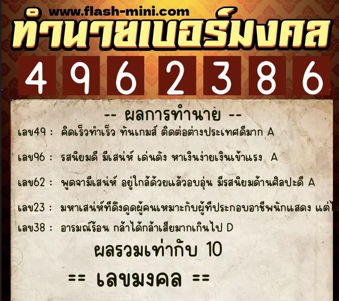 ทำนายเบอร์มงคล 0XX-4962386 ทำนายเบอร์มงคล หมายเลข 085-496238 ทำนายเบอร์มงคล 0XX-4962386 ทำนายเบอร์มงคล หมายเลข 085-496238