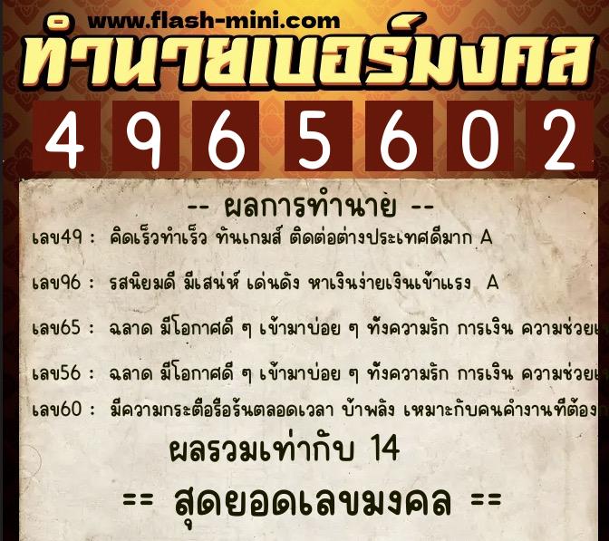 ทำนายเบอร์มงคล 0XX-4965602 ทำนายเบอร์มงคล หมายเลข 061-496560 ทำนายเบอร์มงคล 0XX-4965602 ทำนายเบอร์มงคล หมายเลข 061-496560