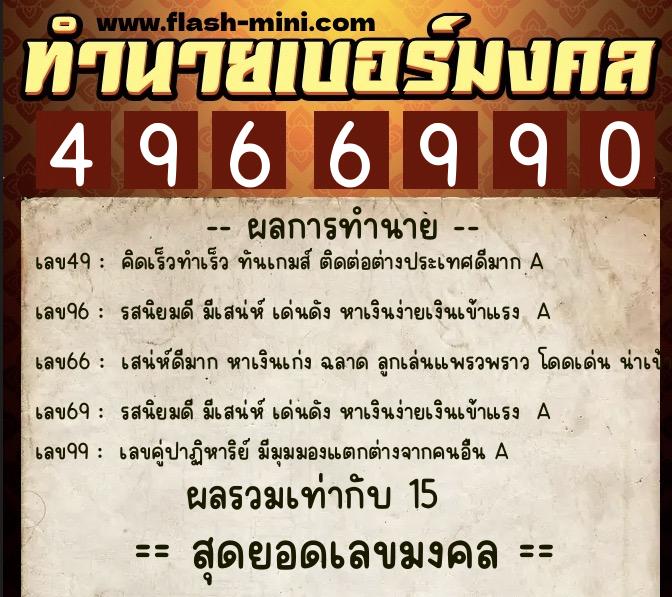 ทำนายเบอร์มงคล 0XX-4966990 ทำนายเบอร์มงคล หมายเลข 080-496699 ทำนายเบอร์มงคล 0XX-4966990 ทำนายเบอร์มงคล หมายเลข 080-496699