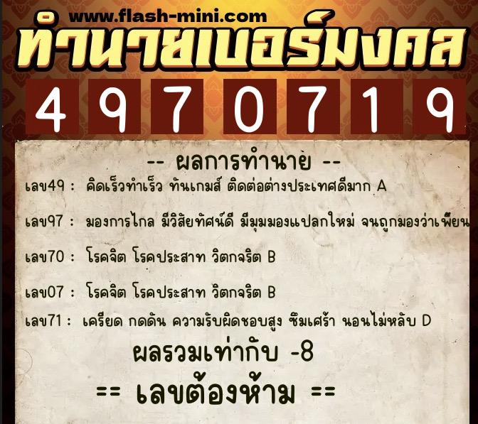 ทำนายเบอร์มงคล 0XX-4970719 ทำนายเบอร์มงคล หมายเลข 080-497071 ทำนายเบอร์มงคล 0XX-4970719 ทำนายเบอร์มงคล หมายเลข 080-497071