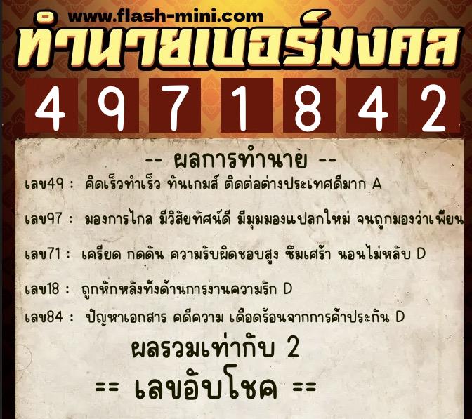 ทำนายเบอร์มงคล 0XX-4971842 ทำนายเบอร์มงคล หมายเลข 089-497184 ทำนายเบอร์มงคล 0XX-4971842 ทำนายเบอร์มงคล หมายเลข 089-497184