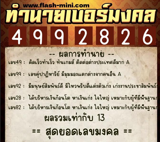 ทำนายเบอร์มงคล 0XX-4992826 ทำนายเบอร์มงคล หมายเลข 080-499282 ทำนายเบอร์มงคล 0XX-4992826 ทำนายเบอร์มงคล หมายเลข 080-499282