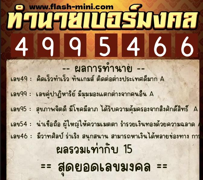ทำนายเบอร์มงคล 0XX-4995466 ทำนายเบอร์มงคล หมายเลข 082-499546 ทำนายเบอร์มงคล 0XX-4995466 ทำนายเบอร์มงคล หมายเลข 082-499546