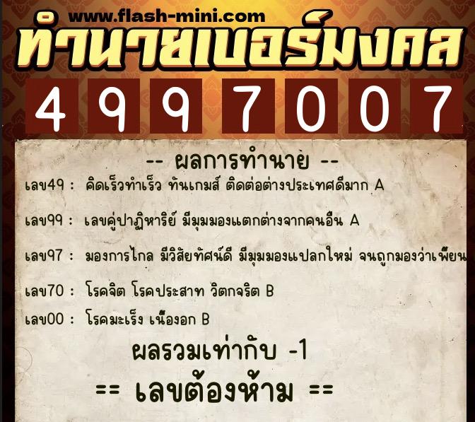 ทำนายเบอร์มงคล 0XX-4997007 ทำนายเบอร์มงคล หมายเลข 060-499700 ทำนายเบอร์มงคล 0XX-4997007 ทำนายเบอร์มงคล หมายเลข 060-499700